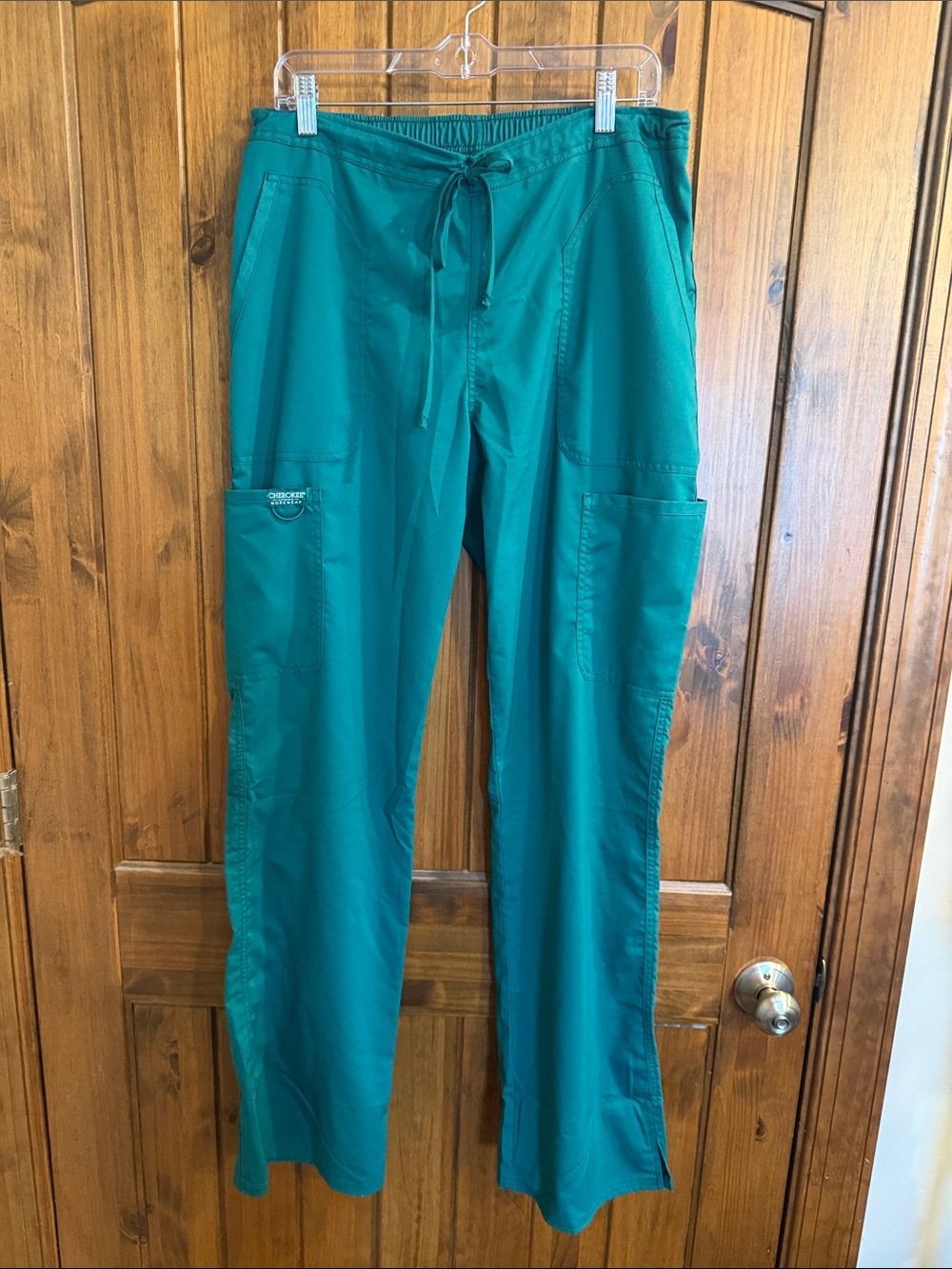 Women’s Teal Cargo Scrub Pants with Drawstring Waist